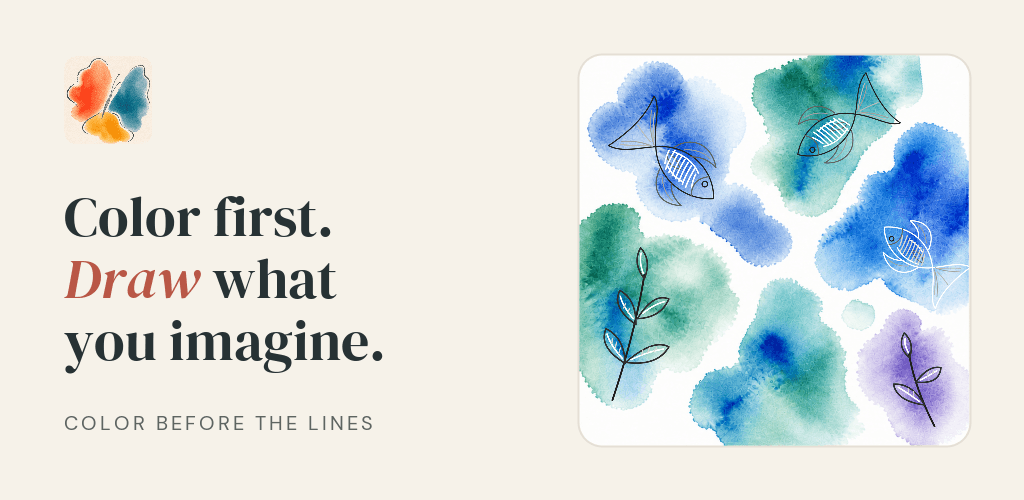 Color Before the Lines banner with watercolor and the app name