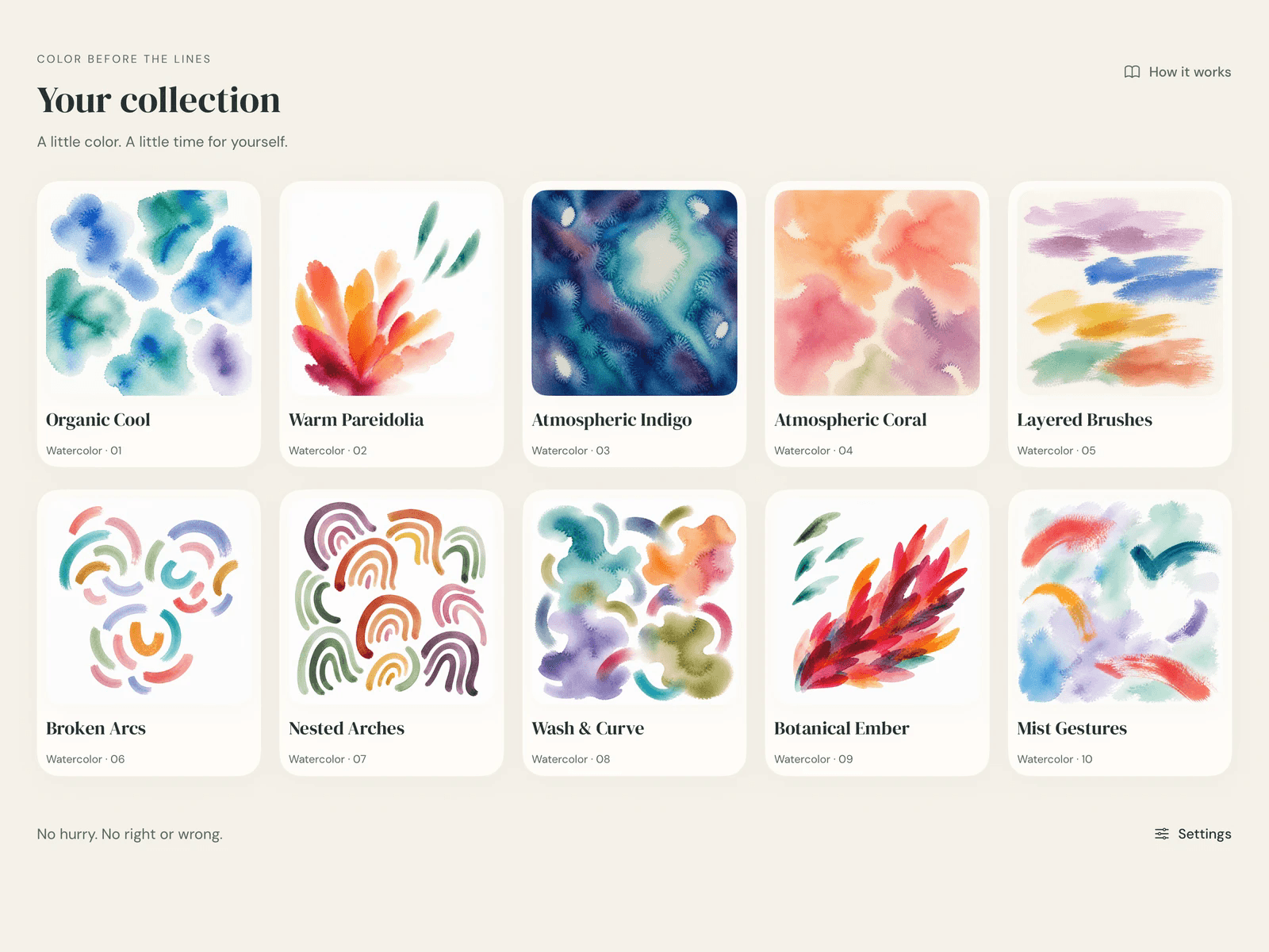 iPad screenshot: the ten watercolors