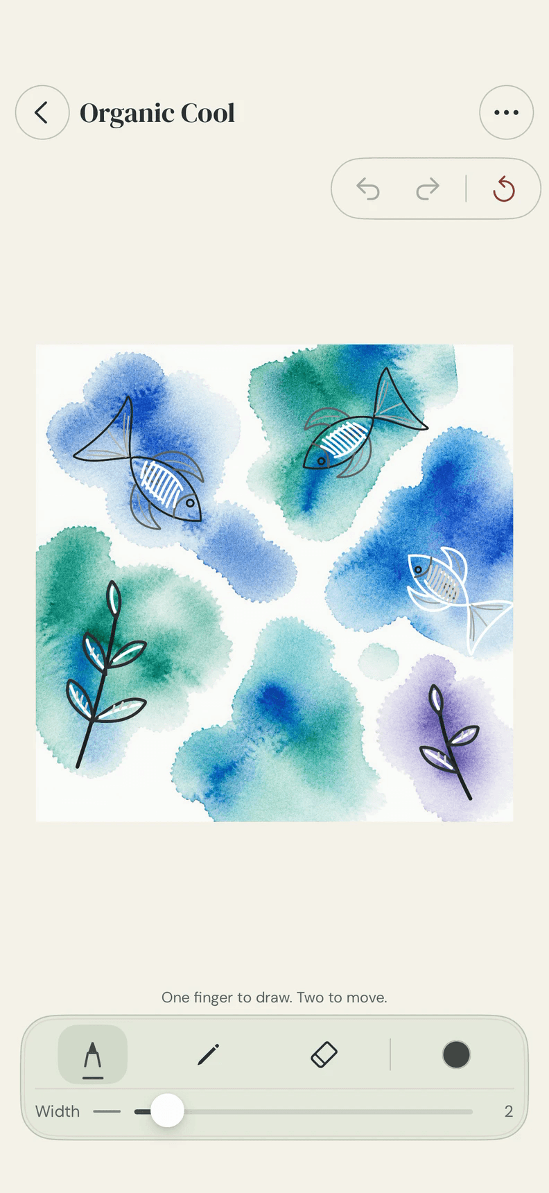 iPhone screenshot: the same watercolor, drawn